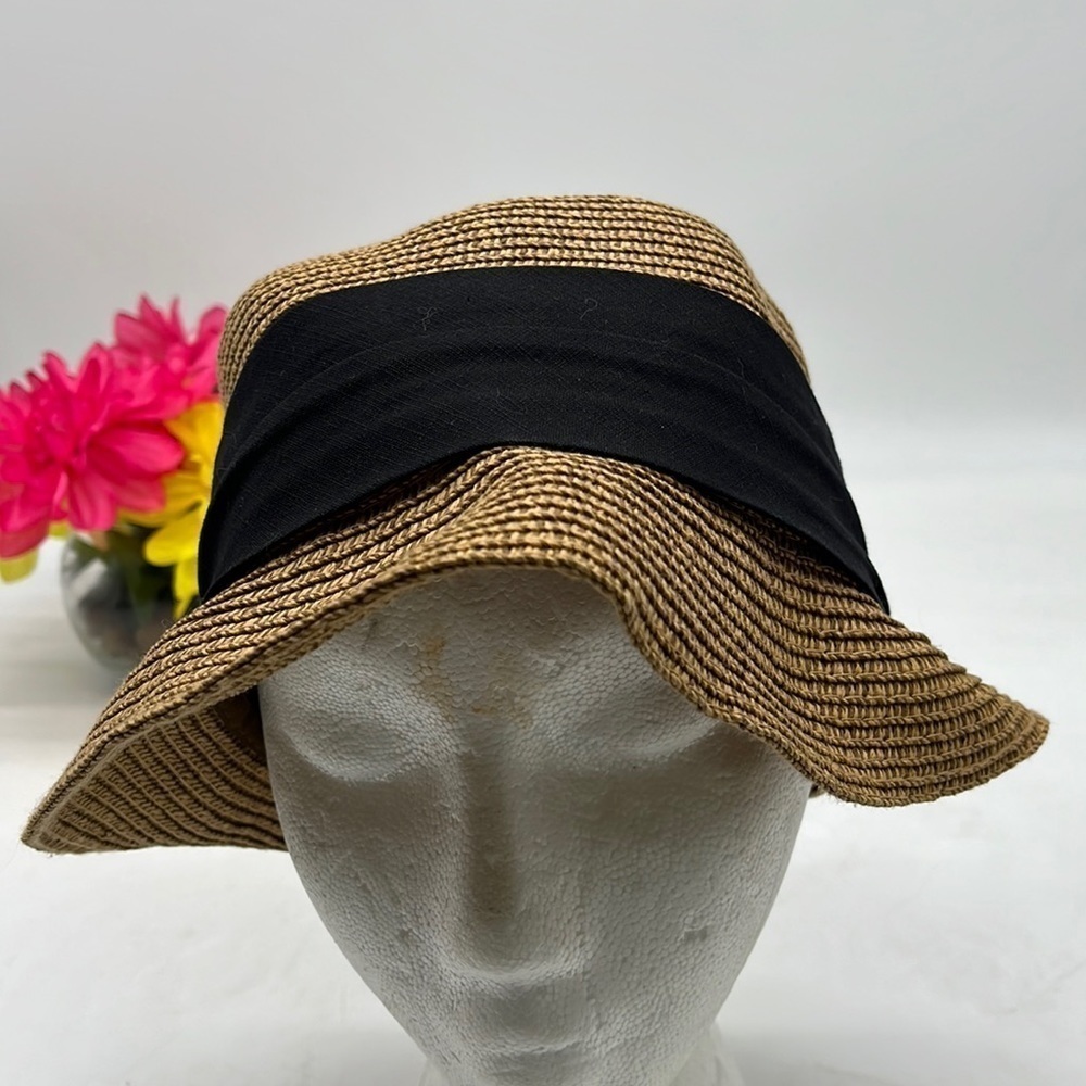 Sun hat with thick Black Ribbon HT3336B